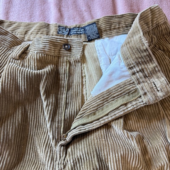 GAP Men's Tan/Brown Corduroy 34x30 Pants Pleated Cuffed Vintage Y2K 00s - Picture 9 of 10